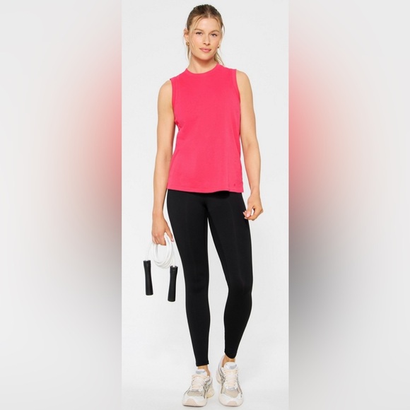 Fabletics Cotton Crew Neck Tank | L | NWT | Raspberry Fizz - Picture 2 of 9